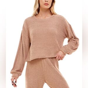 Ultra Flirt Teddy Cropped Pullover Taupe Set NWT size L